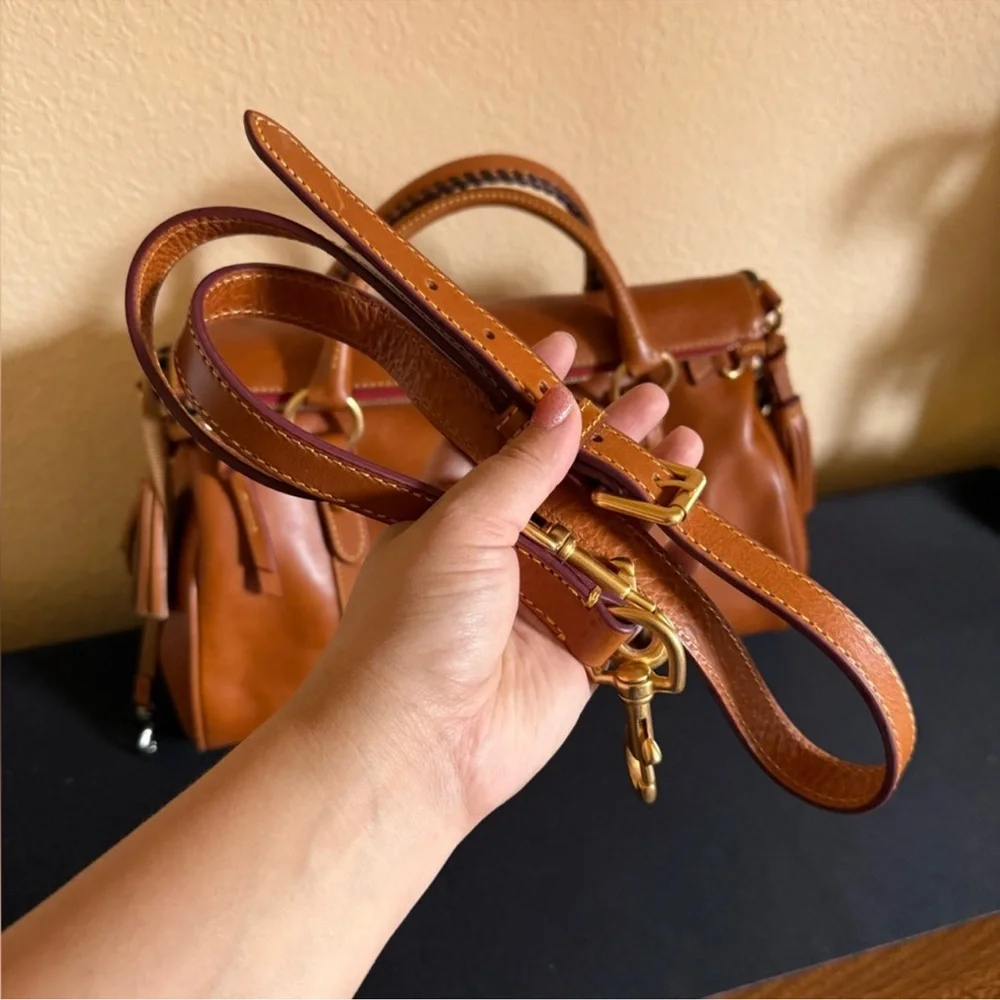 Dooney & Bourke Rich Brown Leather Satchel - Picture 7 of 9